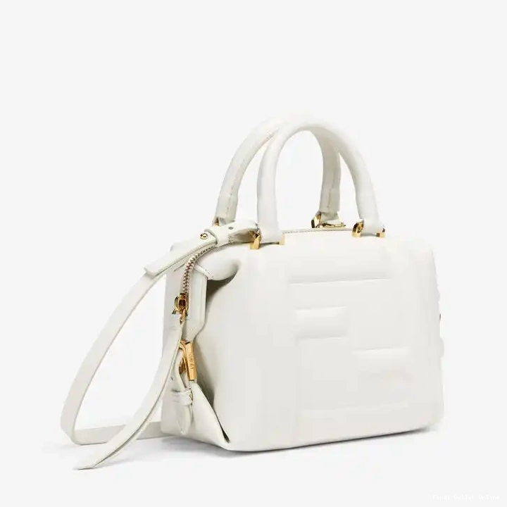 Affordable Nappa FF White Fendi Bag Leather Mini In Cube 0618